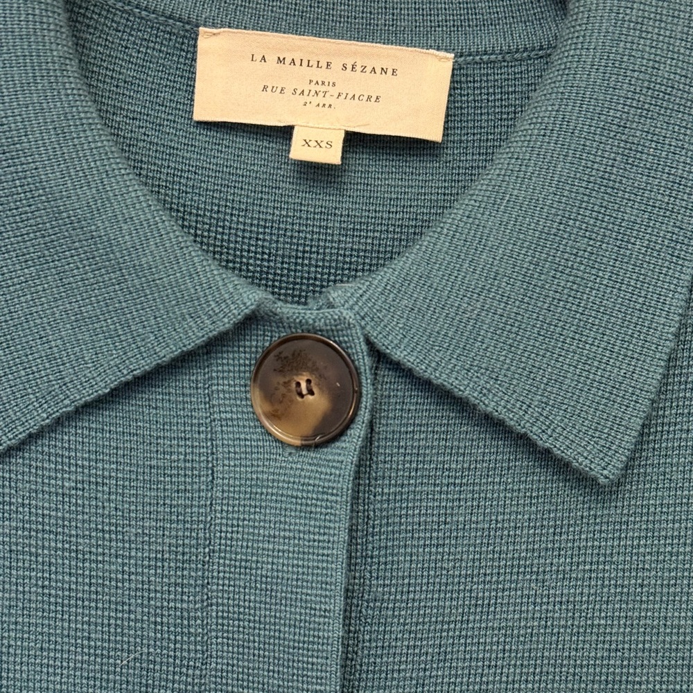 Sézane Teal Betty Button-Up Cardigan - Picture 2 of 4